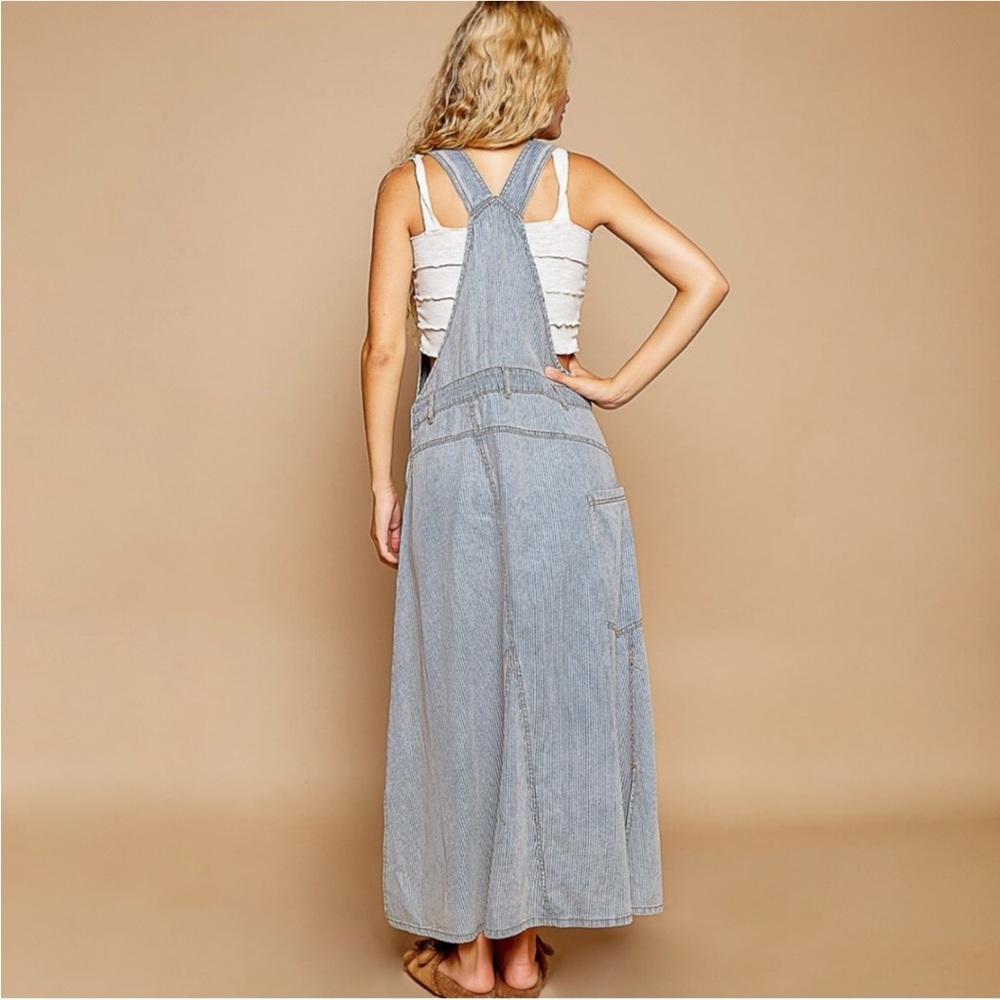 POL Striped Denim Overall Dress NWT - Picture 6 of 8